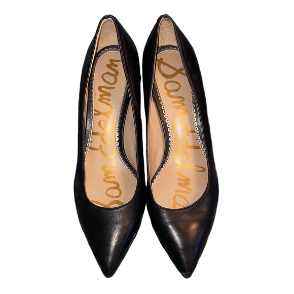 Sam Edelman Black Pointed Toe Kitten Heels Size 7.5 - Picture 1 of 6